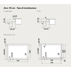 Falmec ZERO 76 VETRO NERO LUCIDO RAL 9005 - CUZQ76.05P8#ZZZN460F Dunstabzugshaube Einbau | Küchenhaube, Ausführung glänzendes schwarzes Glas, Saugleistung 700 m³/h