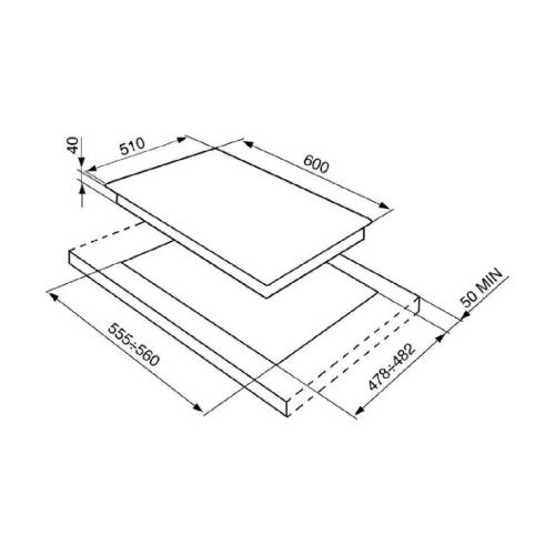 Smeg P261XGH Plaque de cuisson à gaz Encastrable | Classe énergétique N/A | 4 foyers gaz, grilles fonte, allumage rapide
