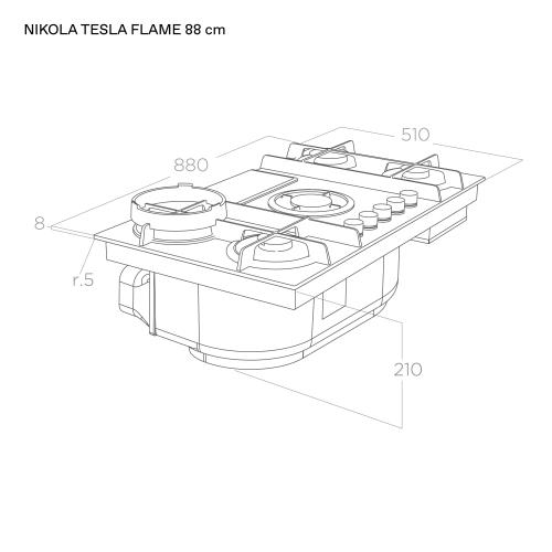 elica NIKOLATESLA FLAME EVO BL/A/88 - PRF0196341 Gaskochfeld mit integrierter dunstabzugshaube