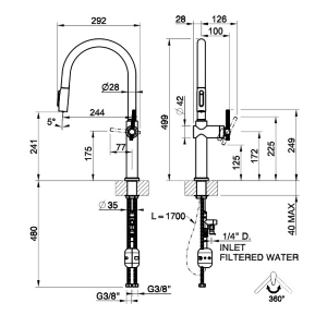 Gessi HABITO Acqua Filtrata Chrome - 60872#031 Mixer tap Sink | Filtered water function, Chrome finish, Single lever