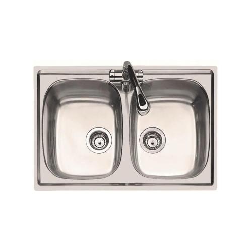 Foster Inox 2V.Prel. F.3,5" - 1279560 Évier Évier | 2 bacs, acier inoxydable, bonde 3, 5"