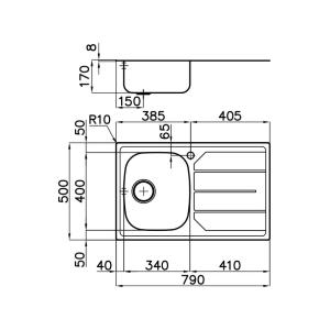 Foster Inox 1V.Prel.Dx F.3,5" - 1179561 Spülbecken Spülbecken | 1 Becken, Edelstahl, sAbtropffläche dx