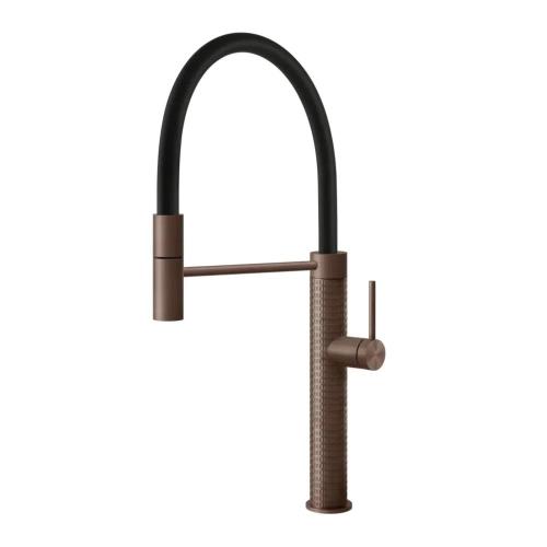 Gessi GESSI 316 Semiprofessionale Copper Brushed PVD - 60012#708 Mitigeur Évier | Cuivre brossé PVD, Bec semi-professionnel double fonction, Hauteur bec 250 mm