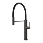 Gessi GESSI 316 Semiprofessionale Black Metal Brushed PVD - 60012#707 Grifo monocomando Fregadero | Metal negro cepillado PVD, Caño semiprofesional doble función, Altura caño 250 mm