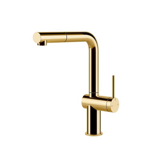 Gessi INEDITO Monogetto Gold PVD - 60433#246 Mixer tap Sink | Gold Glossy Pvd, Fixed single-jet outlet, Reduced flow water saving