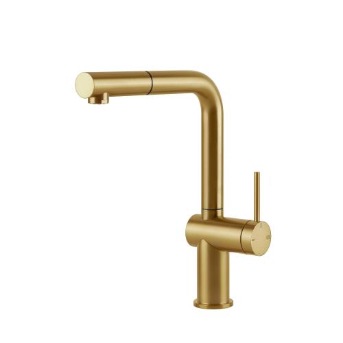 Gessi INEDITO Monogetto Gold Brushed PVD - 60433#716 Mixer tap Sink | Brushed gold PVD, Fixed single-jet outlet, Reduced flow water saving