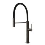 Gessi GESSI 316 Semiprofessionale Black Metal Brushed PVD - 60014#707 Grifo monocomando Fregadero | Metal negro cepillado PVD, Caño semiprofesional doble función, Altura caño 250 mm