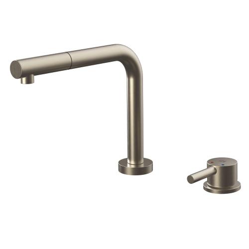 Gessi SU&GIU Sottofinestra Finox Brushed Nickel - 50109#149 Einhandhebelmischer Spülbecken | Gebürstetes Nickel Finox, Unter-Fenster-Klappauslauf, Geringe Höhe unter Fenster