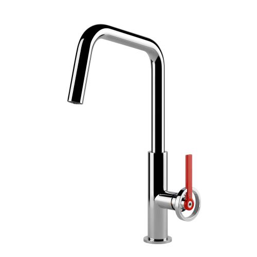 Gessi OFFICINE V Girevole Chrome - 60201#031 Grifo monocomando Fregadero | Cromo brillante, Caño giratorio 360°, Caudal ajustable