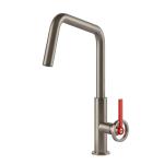 Gessi OFFICINE V Girevole Finox Brushed Nickel - 60201#149 Grifo monocomando Fregadero | Níquel cepillado Finox, Caño giratorio 360°, Caudal ajustable