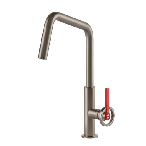 Gessi OFFICINE V Girevole Finox Brushed Nickel - 60201#149 Mixer tap Sink | Brushed nickel Finox, 360° swivel spout, Adjustable flow