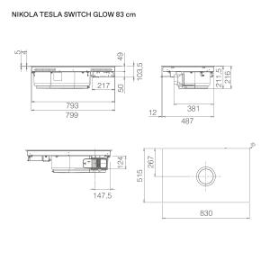 elica NIKOLATESLA SWITCH GLOW RAW BR/A/83 - PRF0200583 Induction hob with integrated extractor hood Built-in | Class A+ | Raw finish brushed, touch controls, LED edge light